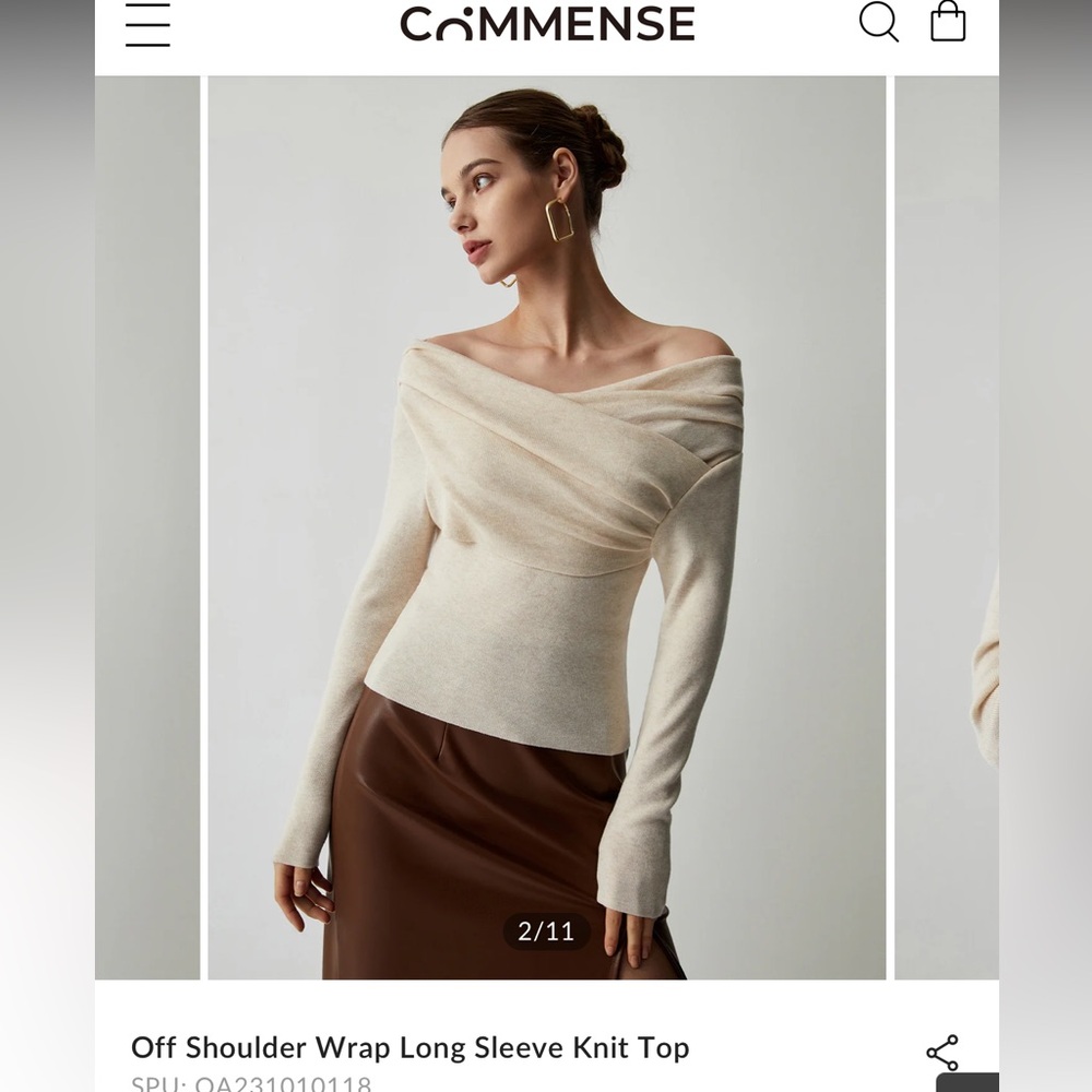 Cream Off The Shoulder Wrap Sweater